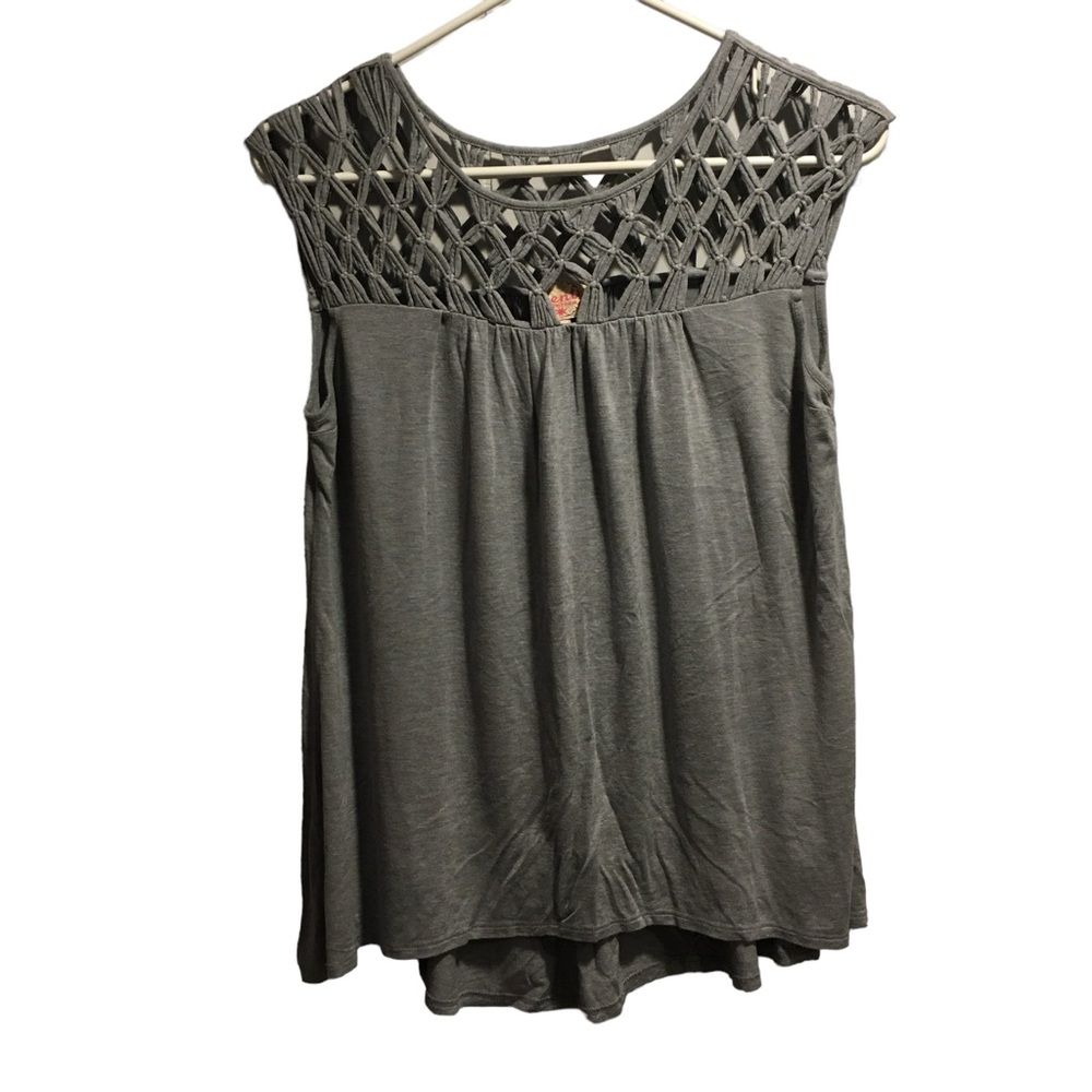 Plenty by Tracy Reece gray lattice swing top size XS